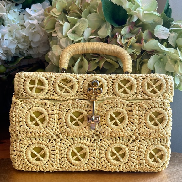 Vintage! Italian Handcrafted Woven Top Handle Structured Mini Bag - Picture 1 of 15